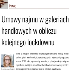 Umowy najmu w galeriach handlowych w obliczu lockdownu