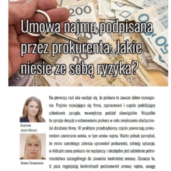 Umowa najmu zawarta przez prokurenta działającego w imieniu wynajmującego. Jakie ryzyka z tego wynikają?