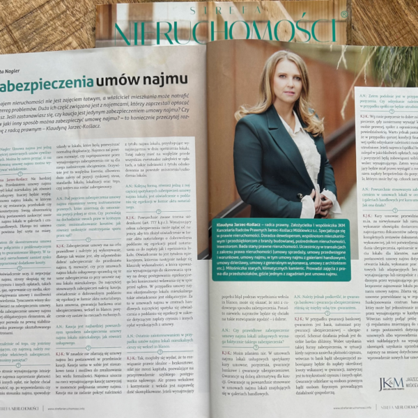 Wywiad z mec. Jarzec-Koślacz pt. „Zabezpieczenia umów najmu”